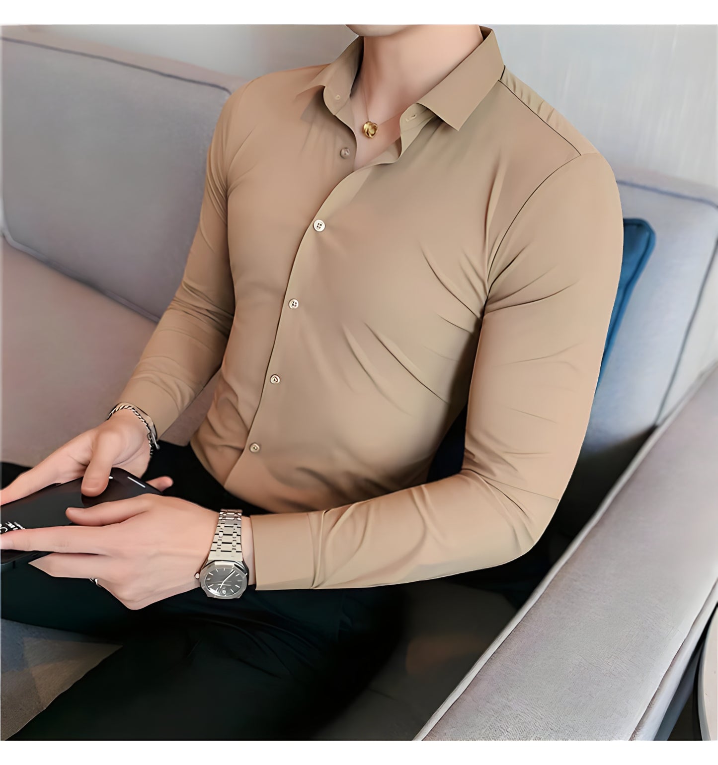 LA FINEZZA: WRINKLE-FREE SLIM STRETCH BUSINESS SHIRT