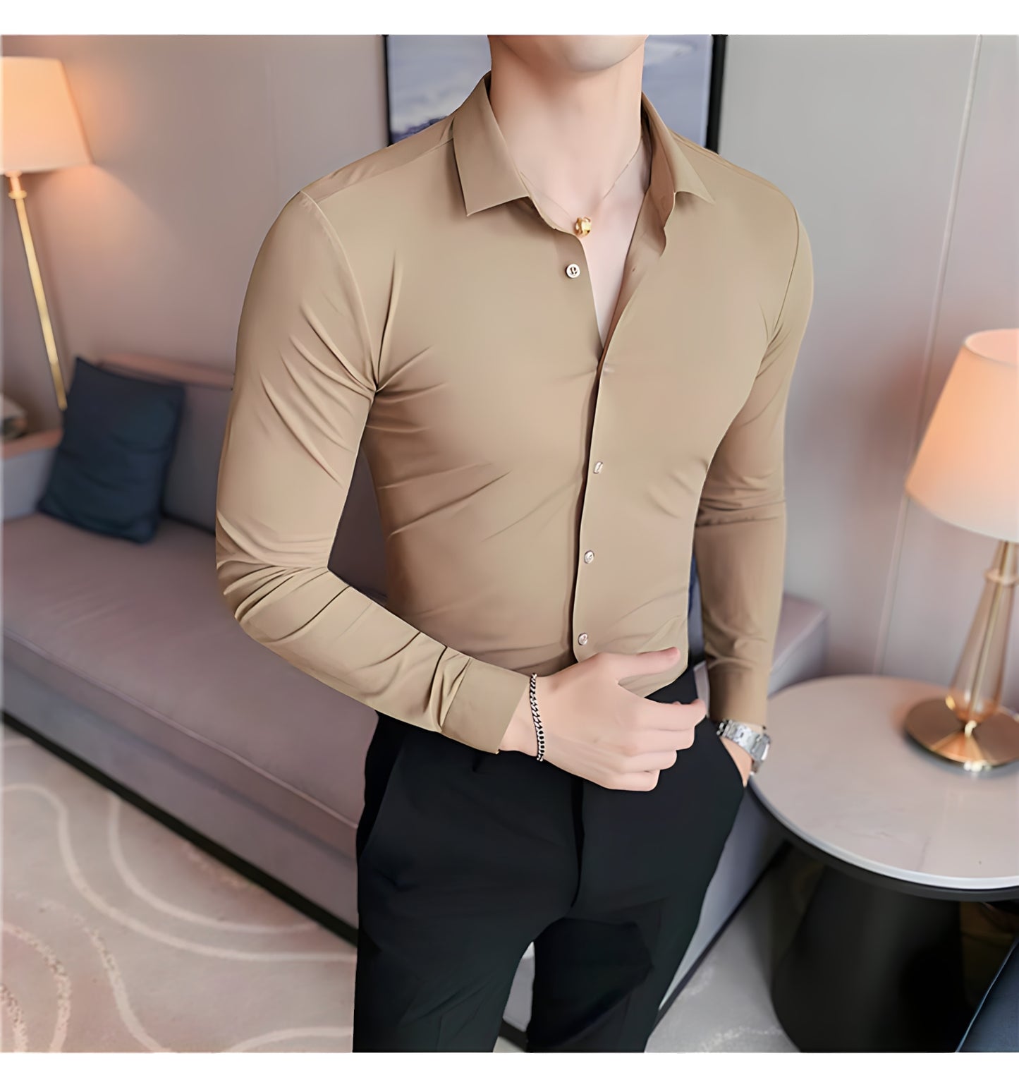 LA FINEZZA: WRINKLE-FREE SLIM STRETCH BUSINESS SHIRT