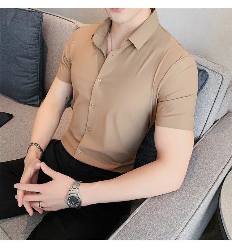 LA FINEZZA CORTA: WRINKLE-FREE SLIM STRETCH BUSINESS SHIRT