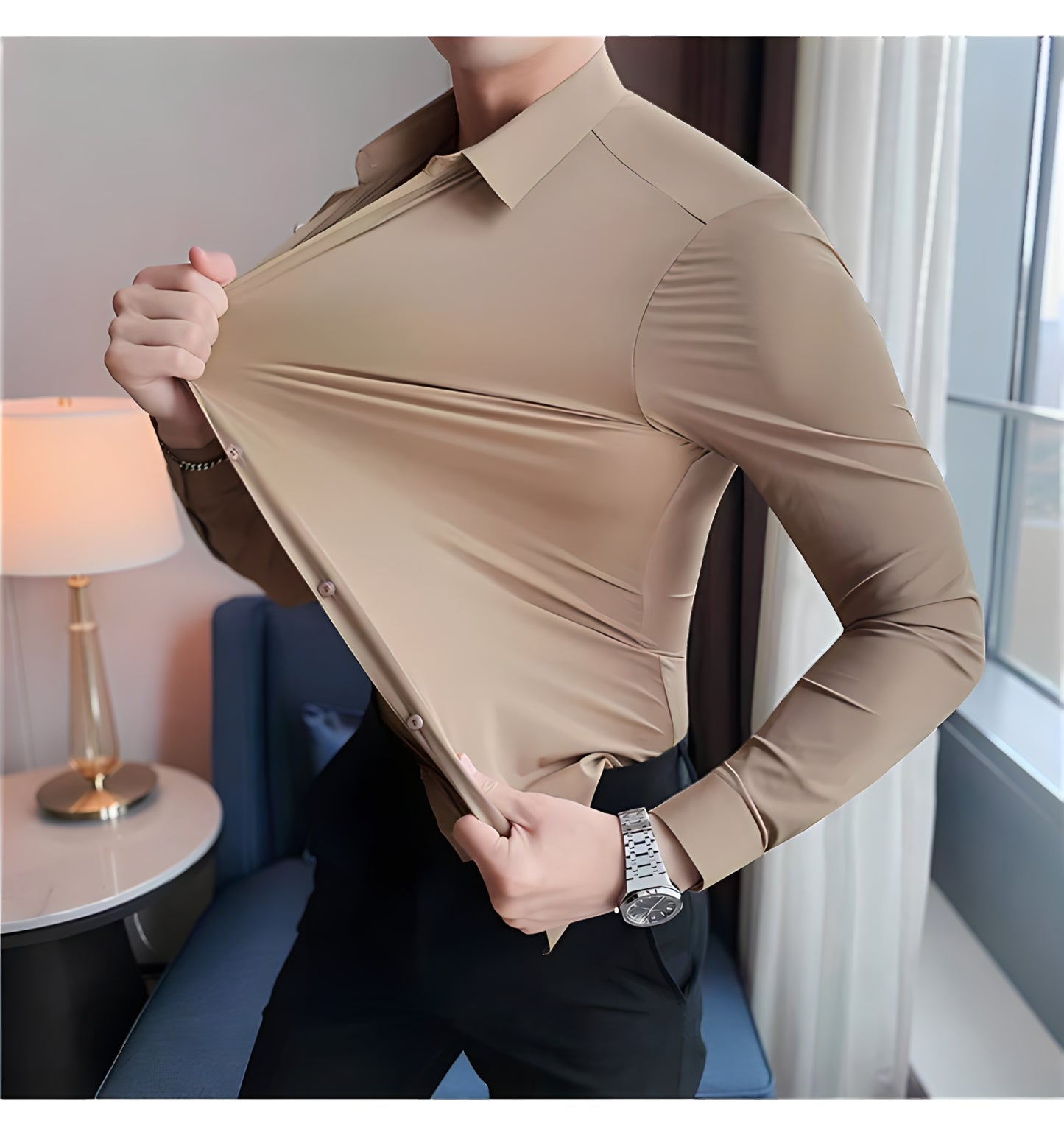 LA FINEZZA: WRINKLE-FREE SLIM STRETCH BUSINESS SHIRT