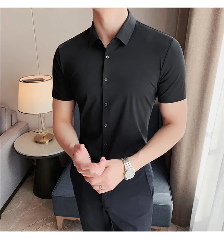 LA FINEZZA CORTA: WRINKLE-FREE SLIM STRETCH BUSINESS SHIRT