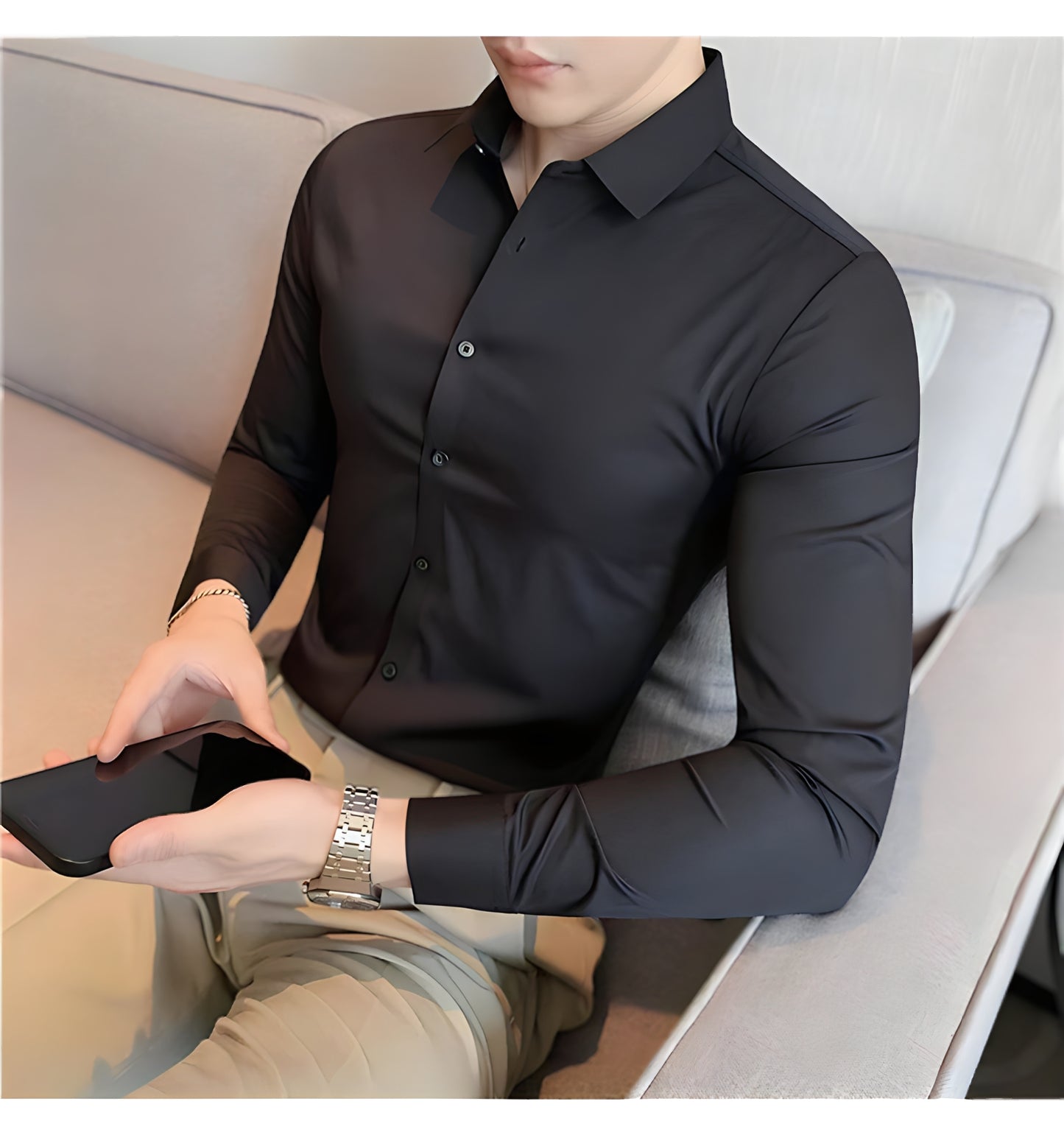 LA FINEZZA: WRINKLE-FREE SLIM STRETCH BUSINESS SHIRT