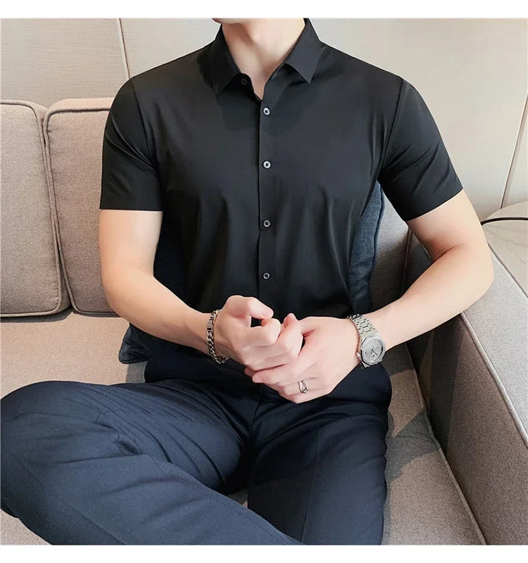 LA FINEZZA CORTA: WRINKLE-FREE SLIM STRETCH BUSINESS SHIRT