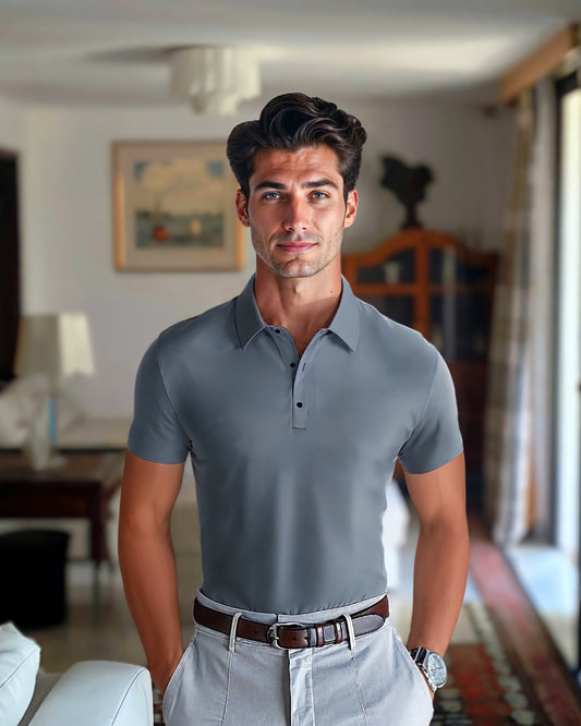 CAVALIERE MINIMALE: PLAIN WRINKLE-FREE MUSCLE POLO