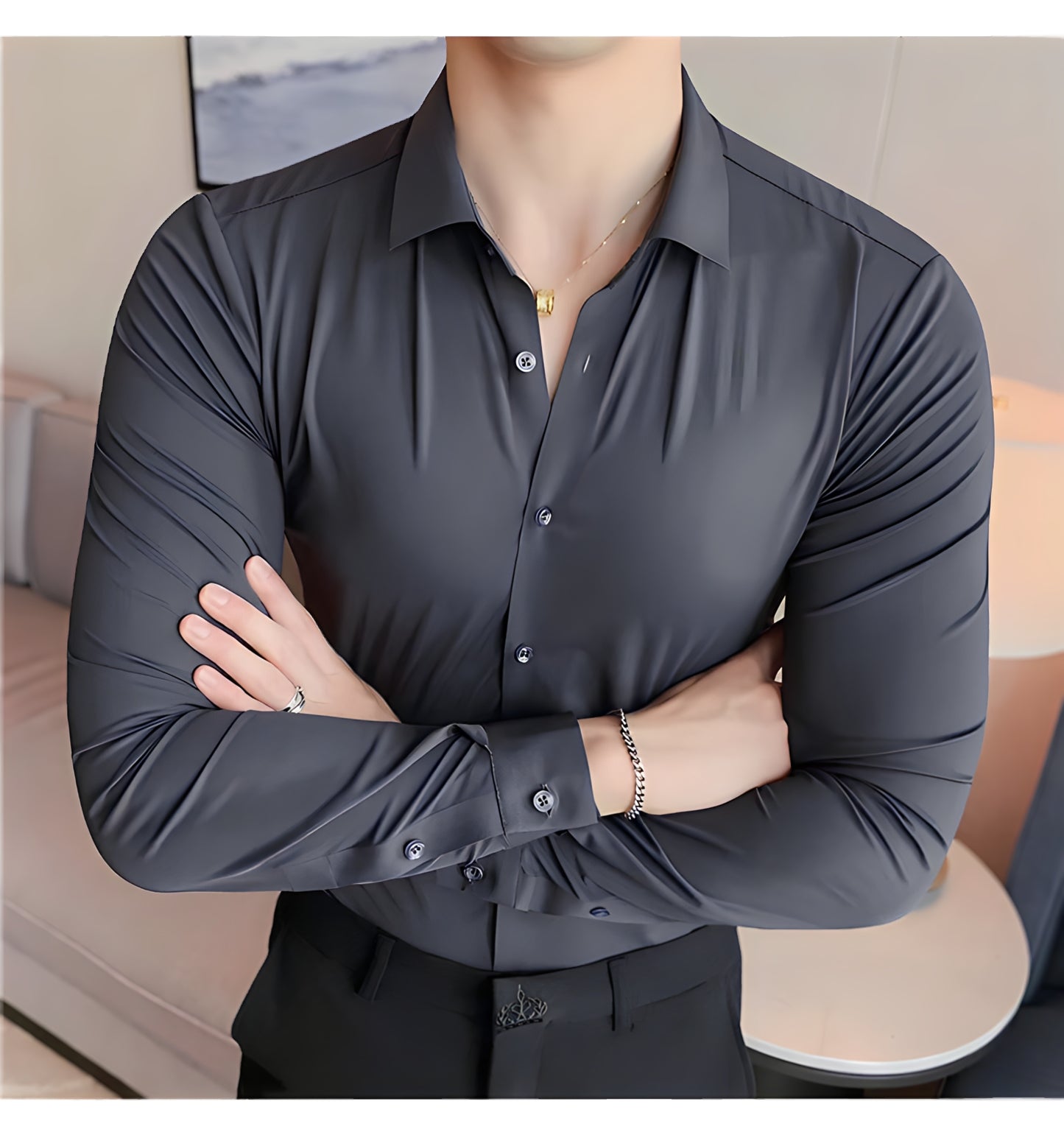 LA FINEZZA: WRINKLE-FREE SLIM STRETCH BUSINESS SHIRT