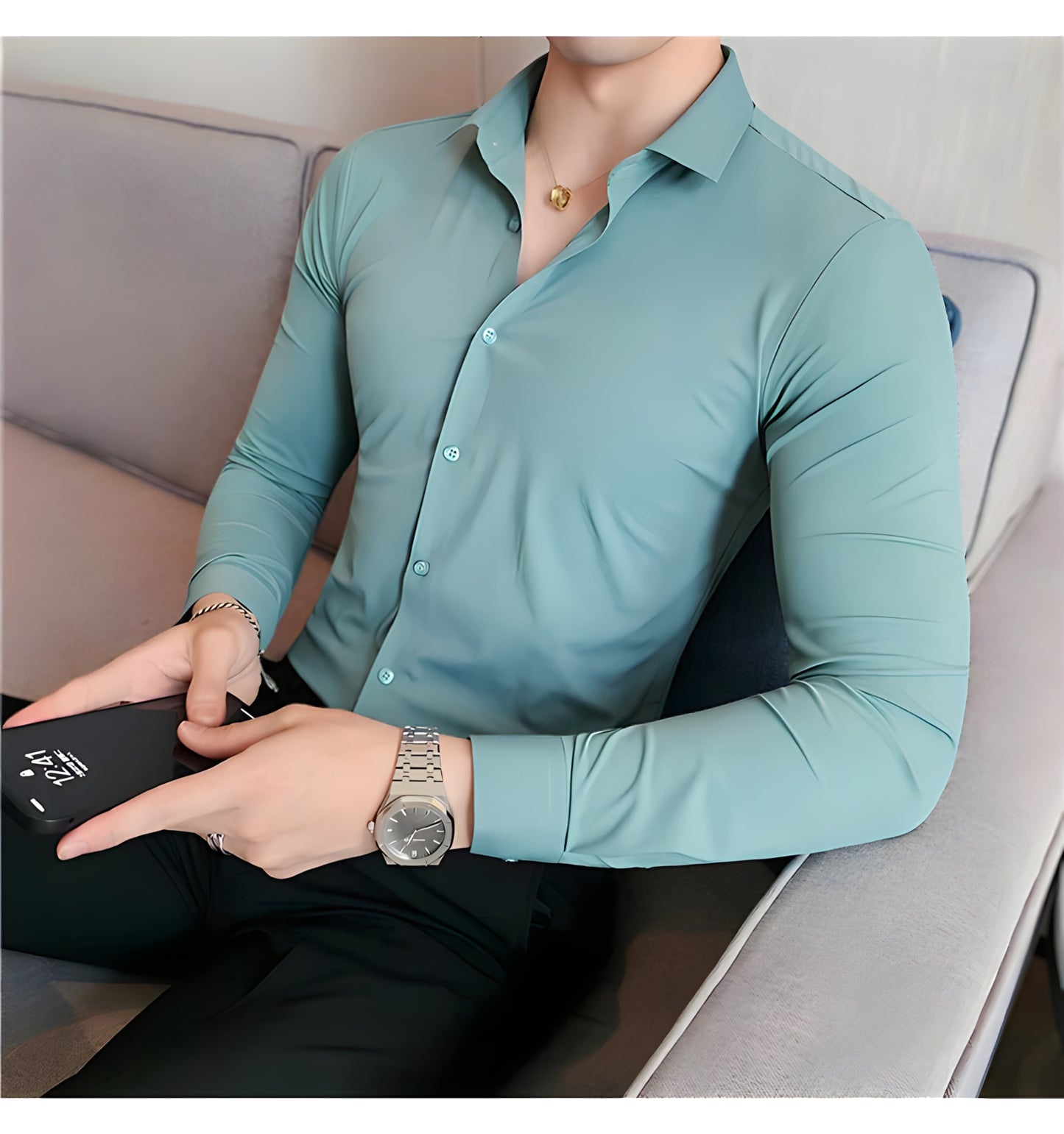 LA FINEZZA: WRINKLE-FREE SLIM STRETCH BUSINESS SHIRT