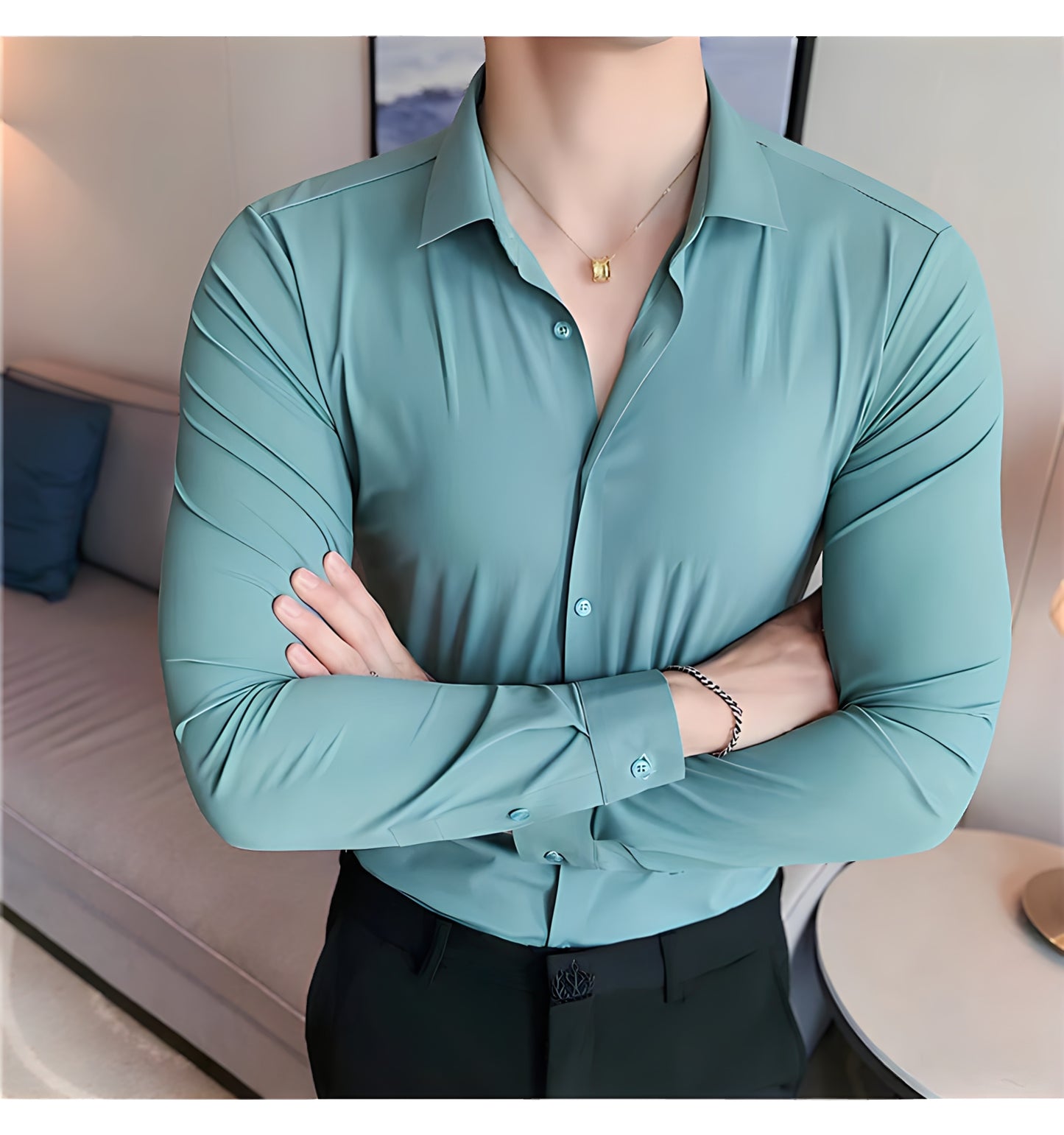 LA FINEZZA: WRINKLE-FREE SLIM STRETCH BUSINESS SHIRT