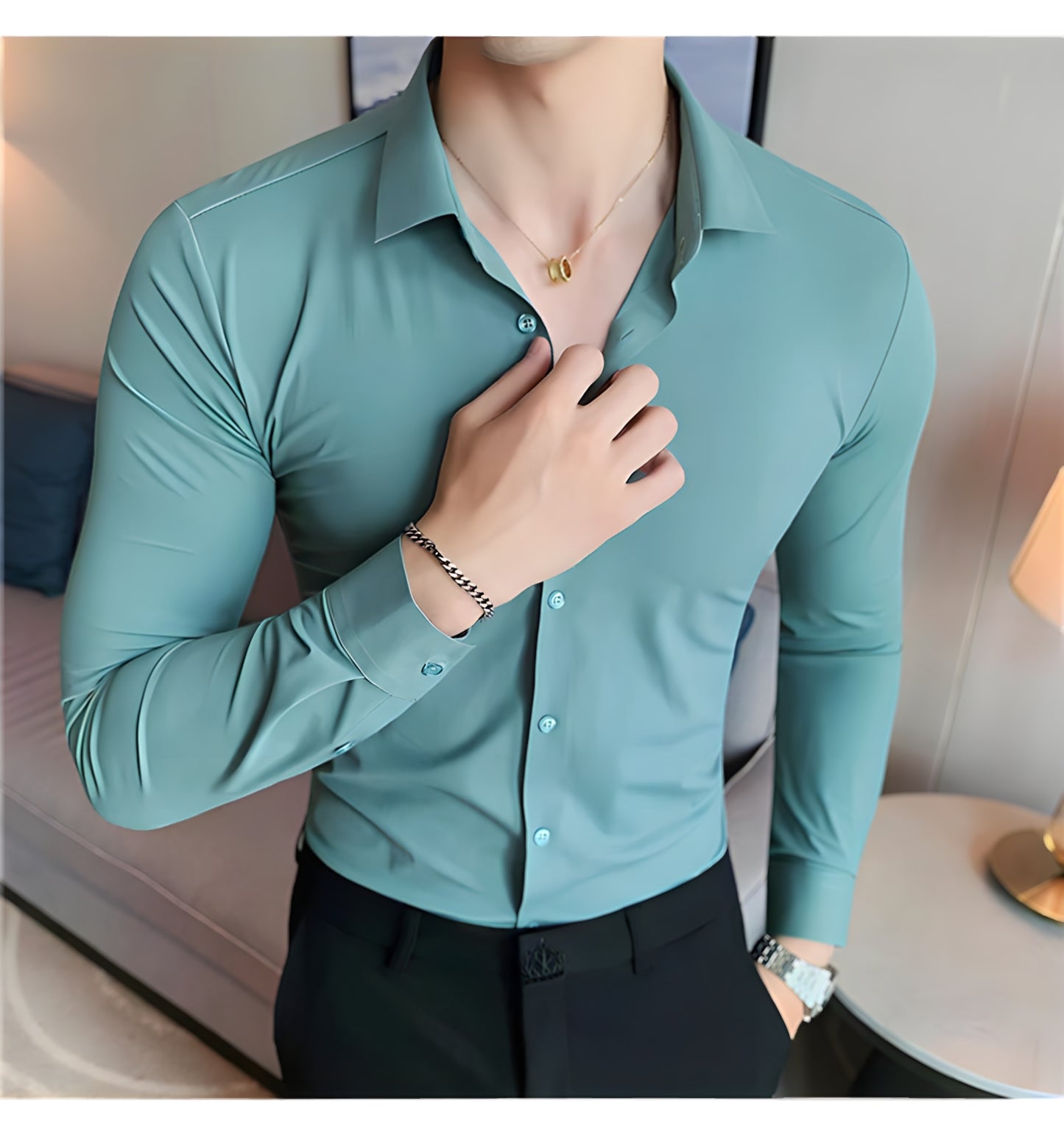 LA FINEZZA: WRINKLE-FREE SLIM STRETCH BUSINESS SHIRT