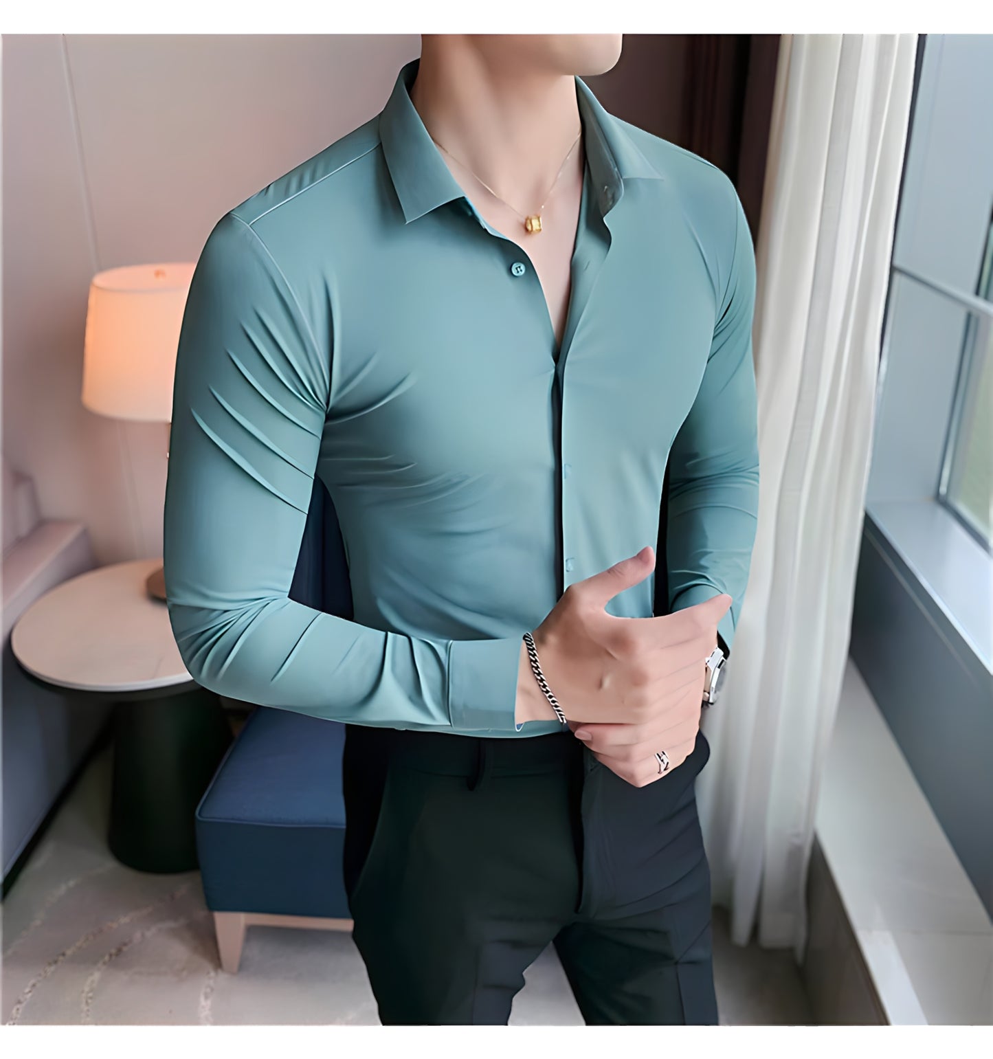 LA FINEZZA: WRINKLE-FREE SLIM STRETCH BUSINESS SHIRT