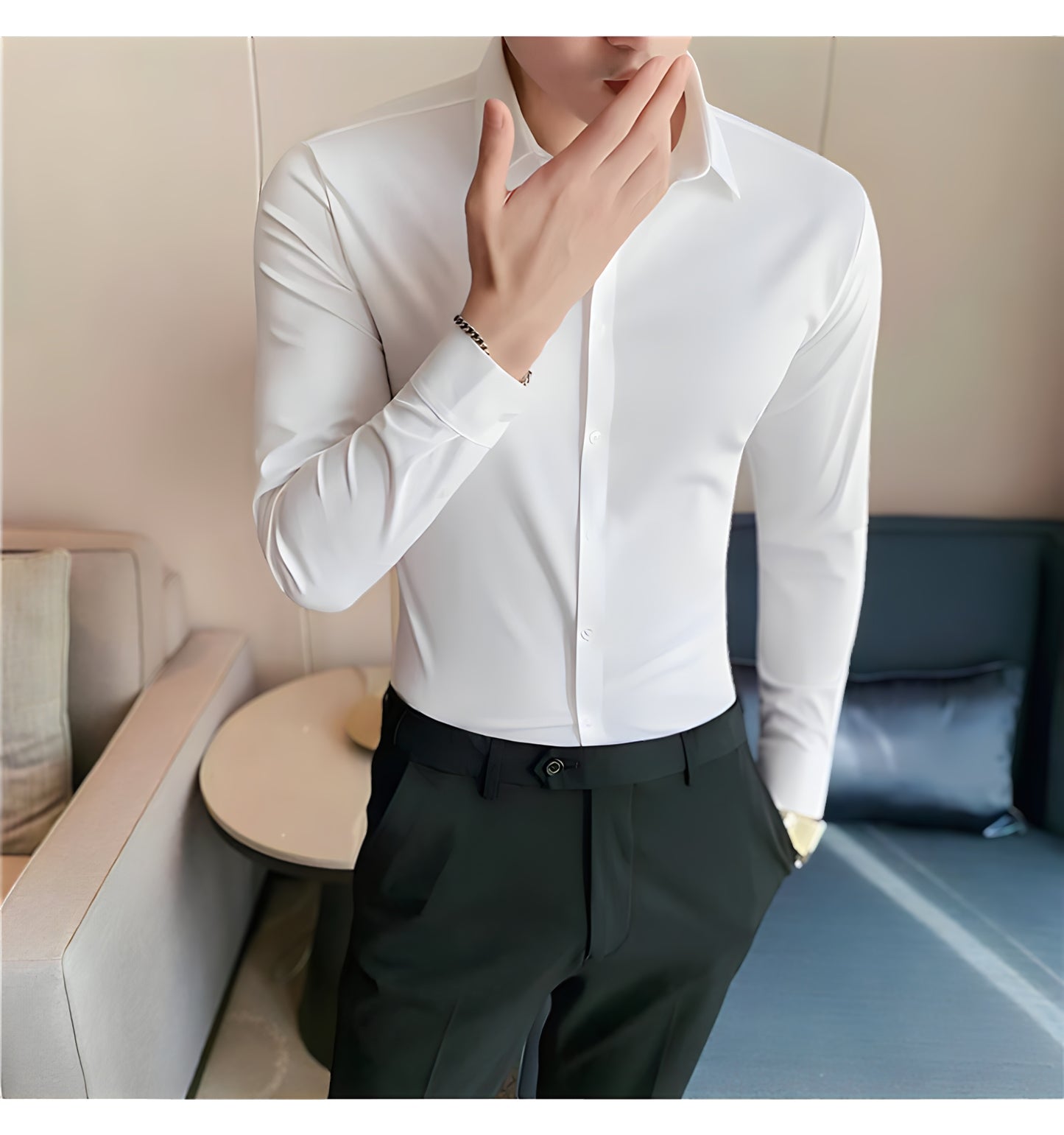 LA FINEZZA: WRINKLE-FREE SLIM STRETCH BUSINESS SHIRT